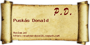 Puskás Donald névjegykártya