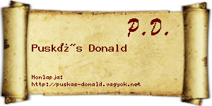 Puskás Donald névjegykártya